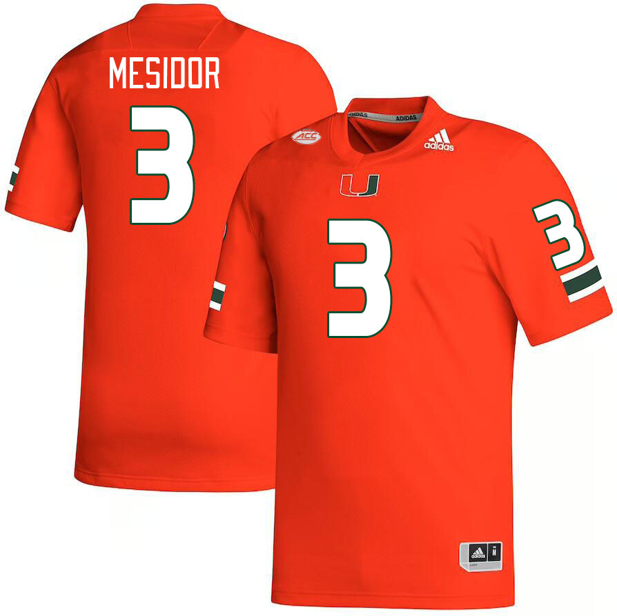 Men #3 Akheem Mesidor Miami Hurricanes College Football Jerseys Stitched-Orange